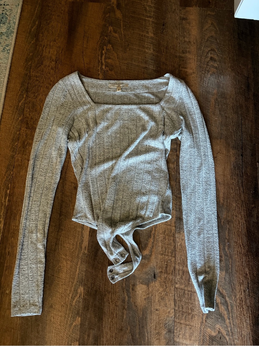 Gray Ribbed Long-Sleeve Bodysuit - Classic ribbed